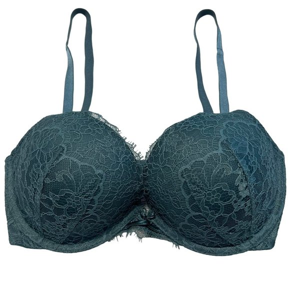 VICTORIA’S SECRET DREAM ANGELS DARK GREEN PUSH UP BRA SIZE 32 DD 32DD - Picture 1 of 10